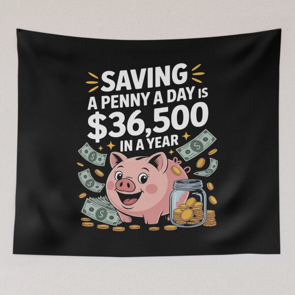 Item preview, Saving A Penny A Day Funny Piggy Bank Money designed and sold by SnackPAC.