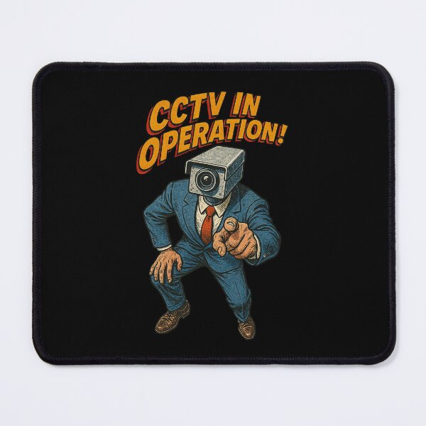 Item preview, Watching You – Retro Dystopian CCTV Camera Man Art designed and sold by The Devil's Bargain.