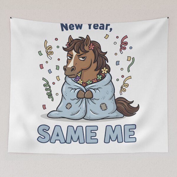 Item preview, Funny New Year Same Me Grumpy Horse Sticker designed and sold by TheOneOff.