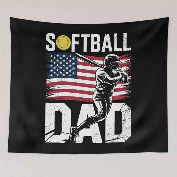 Item preview, Softball Dad US Flag Patriotic Fathers Day designed and sold by CruelShadesSt.