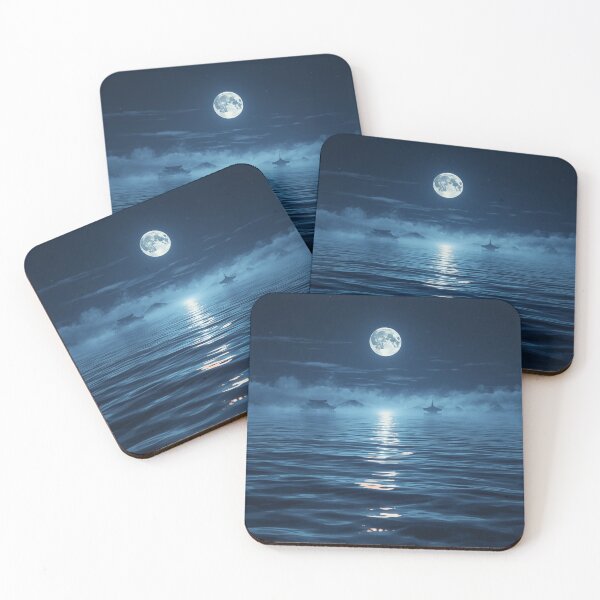 Item preview, Moonlit Ocean Serenity Tranquil Japanese Night Seascape designed and sold by Element Horizon Studio.