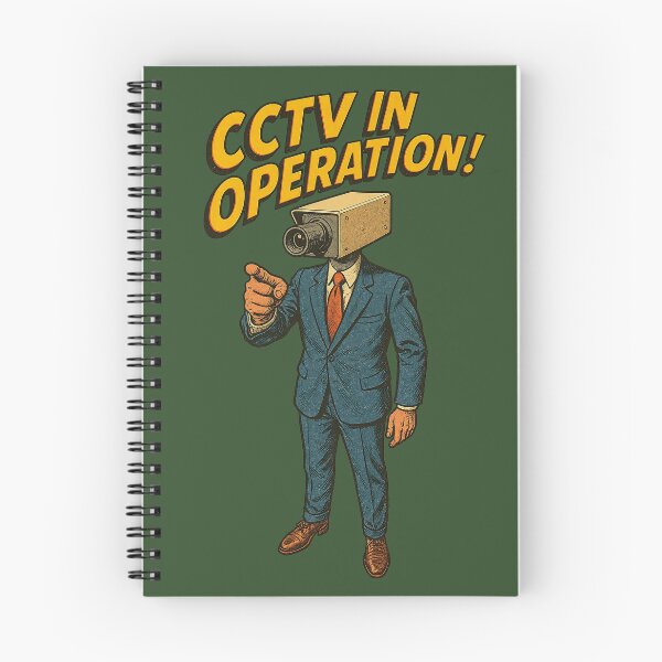 Item preview, CCTV in Operation – Retro Surveillance Camera Man Illustration designed and sold by The Devil's Bargain.