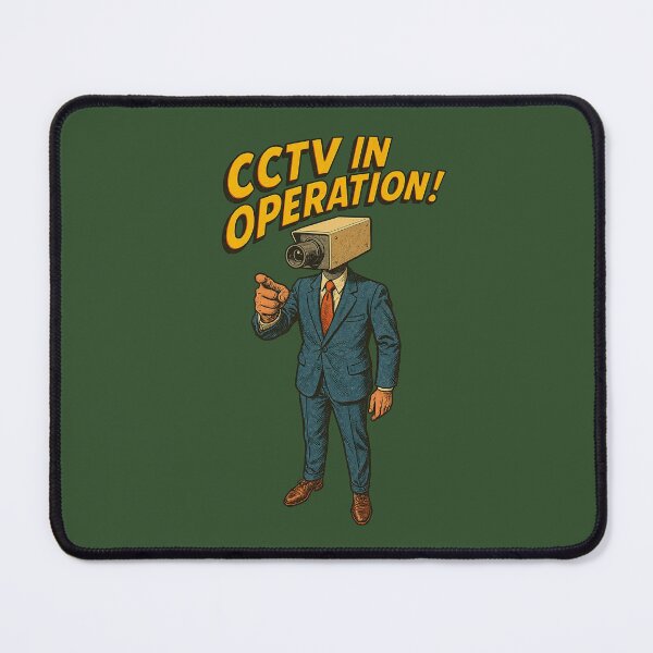 Item preview, CCTV in Operation – Retro Surveillance Camera Man Illustration designed and sold by The Devil's Bargain.