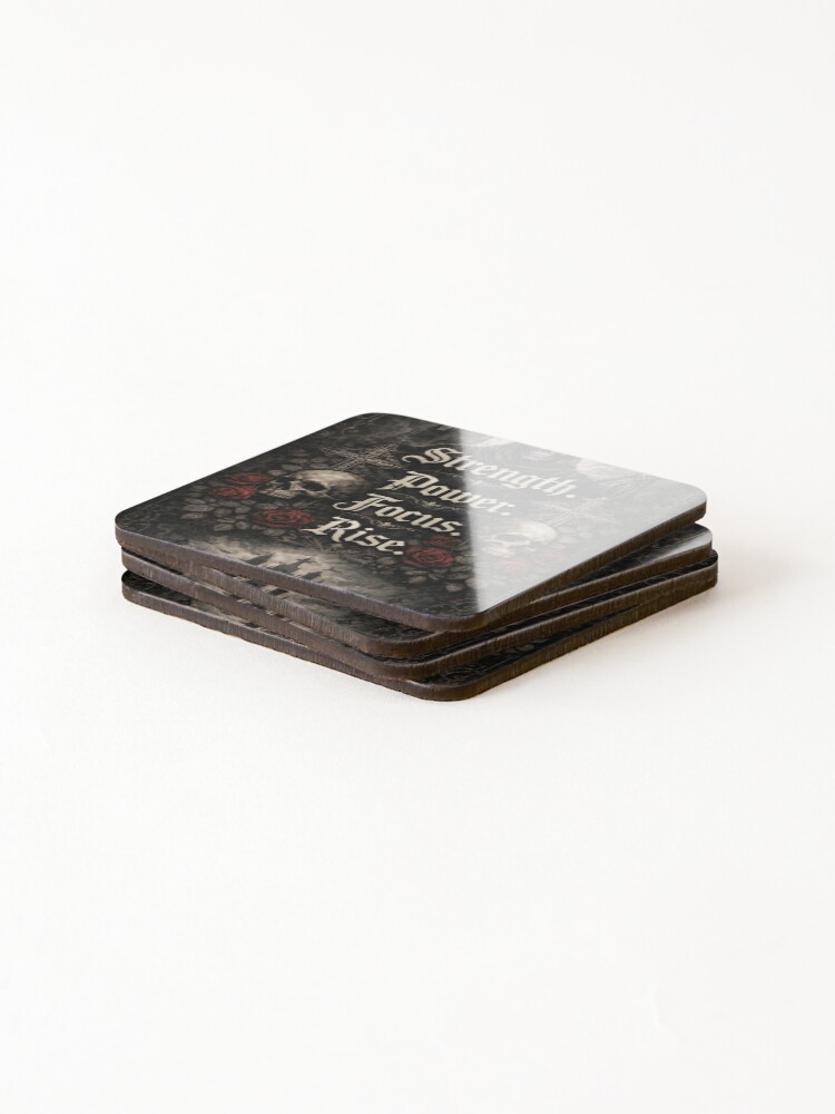 Thumbnail 4 of 5, Coasters (Set of 4), Gothic Strength Power Focus Rise designed and sold by DripVector.