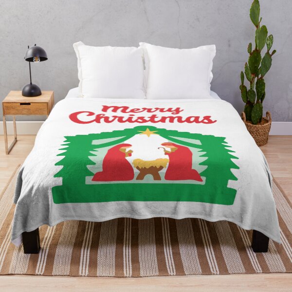 Item preview, Merry Christmas Nativity Christian Illustration white background designed and sold by DavidTeeStudio.