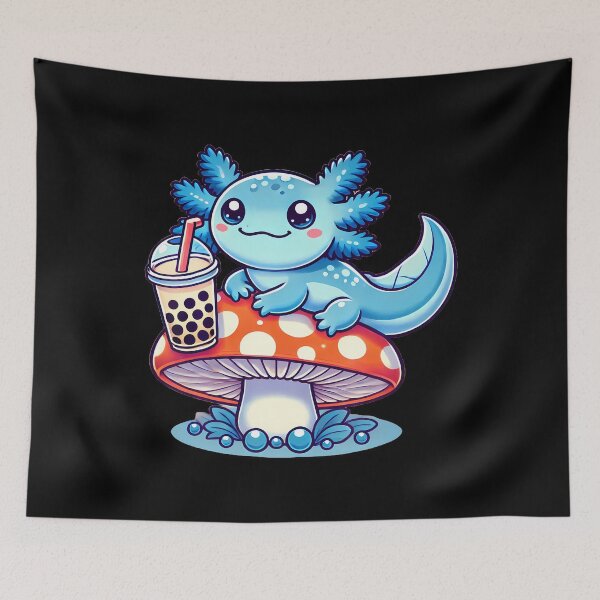 Item preview, Anime Kawaii Axolotl Bubble Boba Tea Mushroom designed and sold by AdellBridgett.