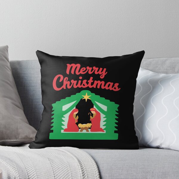 Item preview, Merry Christmas Nativity Christian Illustration black background designed and sold by DavidTeeStudio.