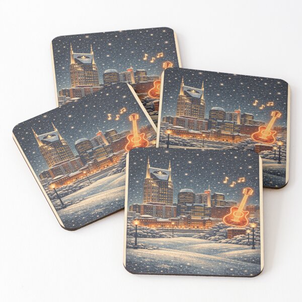 Item preview, Nashville Winter Skyline Retro Christmas Art – Vintage Music City Holiday Illustration designed and sold by Globalcitytees.