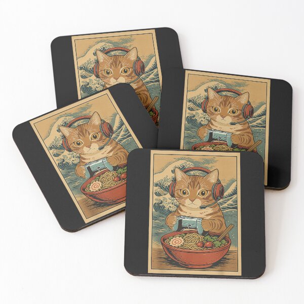 Item preview, Gamer Cat Ramen Bowl Japanese Wave Funny Cat designed and sold by FemmeForge.