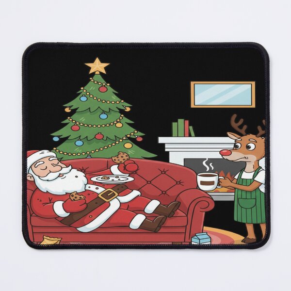 Item preview, Funny cartoon Santa Claus lying on a couch eating cookies designed and sold by KLSproduct.