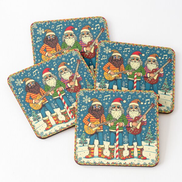 Item preview, Rock and roll Christmas card -  cool Santa `Garcia tribute grateful hippy frisco sixties rock guitar band Santa dudes  designed and sold by Kludoman.