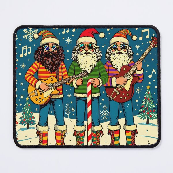 Item preview, Rock and roll Christmas card - cool Santa `Garcia tribute grateful hippy frisco sixties rock guitar band Santa dudes designed and sold by Kludoman.