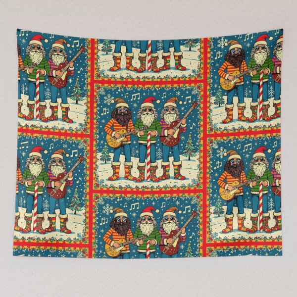 Item preview, Rock and roll Christmas card -  cool Santa `Garcia tribute grateful hippy frisco sixties rock guitar band Santa dudes  designed and sold by Kludoman.