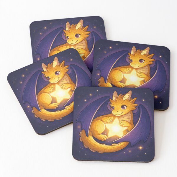Item preview, Tiny Dragon Guarding the Last Star – Whimsical Cartoon Fantasy Dragon Art designed and sold by EpicDragons-.