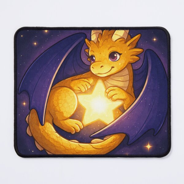 Item preview, Tiny Dragon Guarding the Last Star – Whimsical Cartoon Fantasy Dragon Art designed and sold by EpicDragons-.