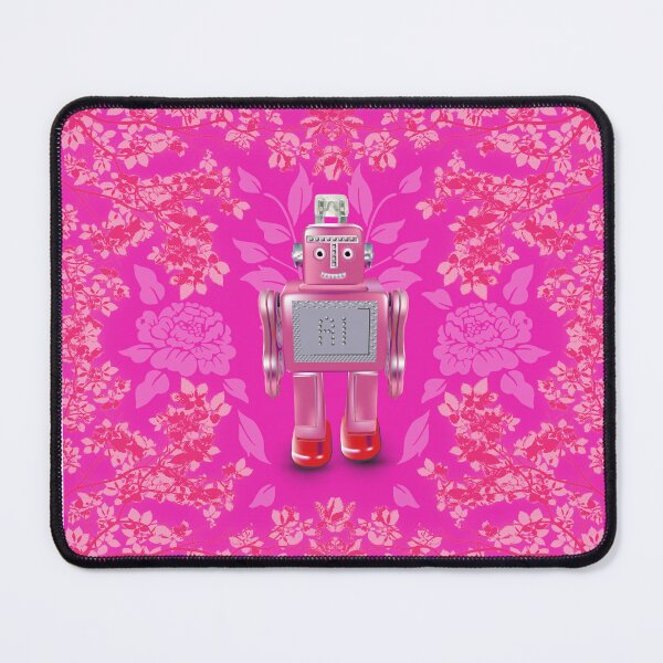 Item preview, AI robot foliage pattern print in pretty pink designed and sold by SueKnox.