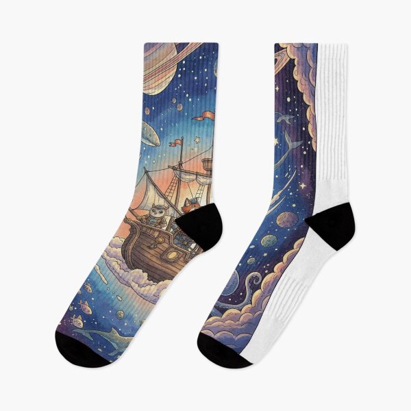 Item preview, Fantasy Flying Ship in Space Illustration – Dreamy Cosmic Adventure Art designed and sold by NaevaArt.