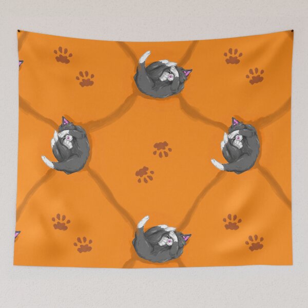 Item preview, Cozy Cat Curled on Orange Bed designed and sold by Antiope33.