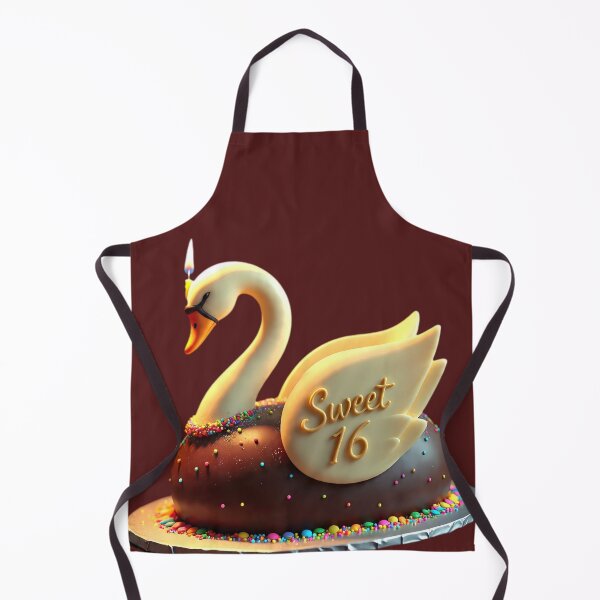 Item preview, Elegant Swan Shaped Sweet 16 Birthday Cake Typography Design designed and sold by AwesomeDigiShop.