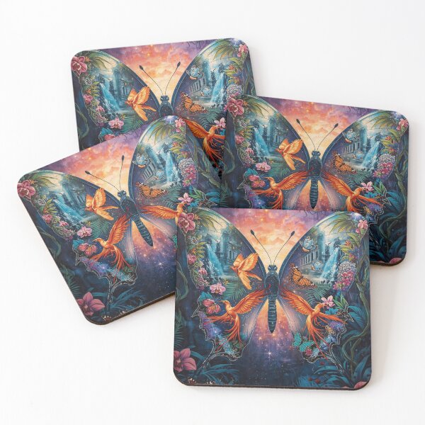 Item preview, Phoenix Butterfly Rebirth - Mystical Fantasy Art with Tropical Jungle and Waterfalls designed and sold by TitanRN.