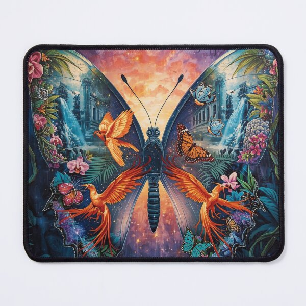 Item preview, Phoenix Butterfly Rebirth - Mystical Fantasy Art with Tropical Jungle and Waterfalls designed and sold by TitanRN.