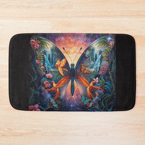 Item preview, Phoenix Butterfly Rebirth - Mystical Fantasy Art with Tropical Jungle and Waterfalls designed and sold by TitanRN.