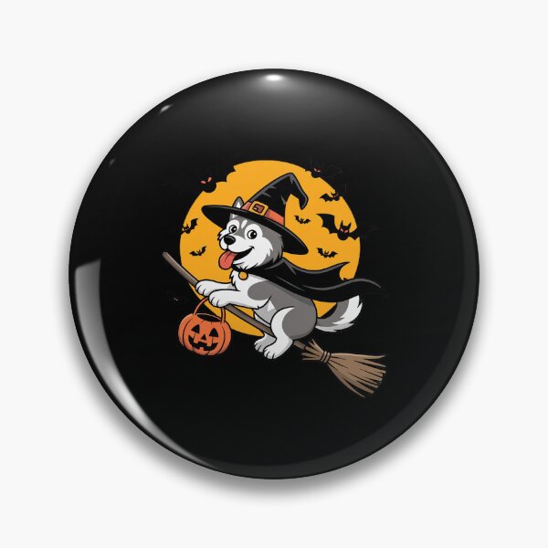 Item preview, Siberian Husky Dog Witch On Broomstick Pumpkin Halloween designed and sold by JaskconLIfe23.