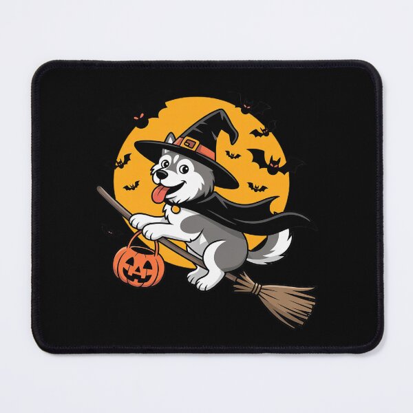 Item preview, Siberian Husky Dog Witch On Broomstick Pumpkin Halloween designed and sold by JaskconLIfe23.