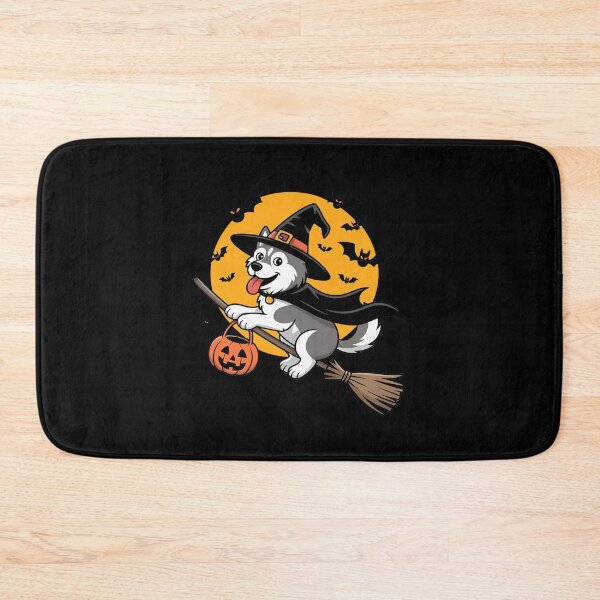 Item preview, Siberian Husky Dog Witch On Broomstick Pumpkin Halloween designed and sold by JaskconLIfe23.