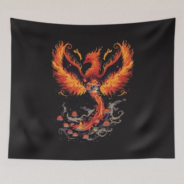 Item preview, Fiery Phoenix Rising with Lotus Flowers - Rebirth and Renewal Art designed and sold by TitanRN.
