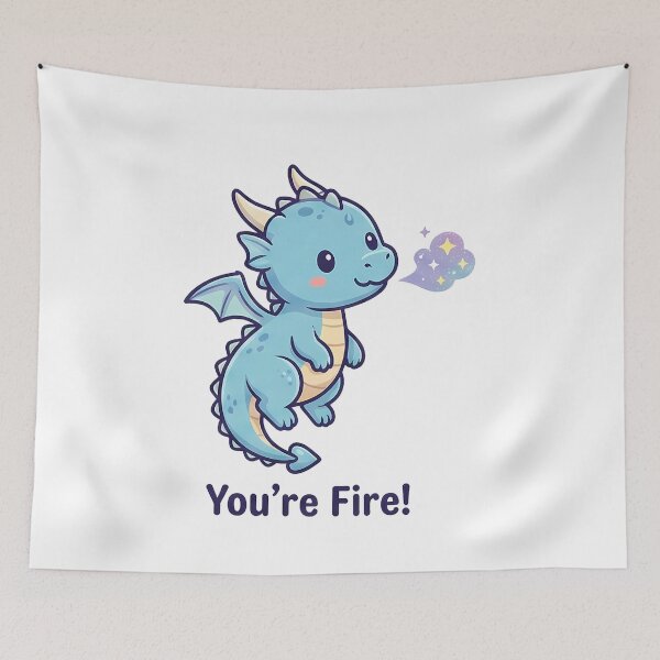 Item preview, Cute Blue Dragon You're Fire Quote designed and sold by k3rstman1.