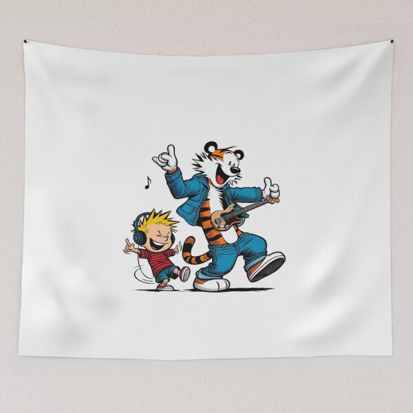 Item preview, Calvin and Hobbes listening to music  designed and sold by nandafittjex.