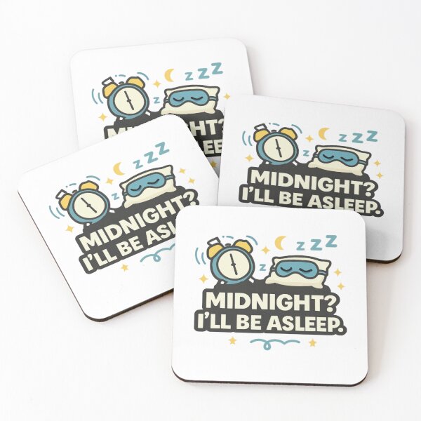 Item preview, Midnight? I’ll Be Asleep – Funny New Year Quote with Alarm Clock & Pillow Illustration designed and sold by Memorph.