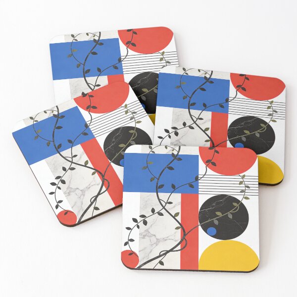 Item preview, Abstract Bauhaus Modern Vine Art - Geometric Color Block Marble Design designed and sold by Cherrydora.