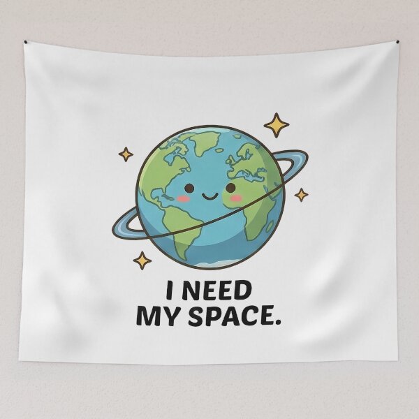 Item preview, Kawaii Earth I Need My Space Funny Planet designed and sold by k3rstman1.