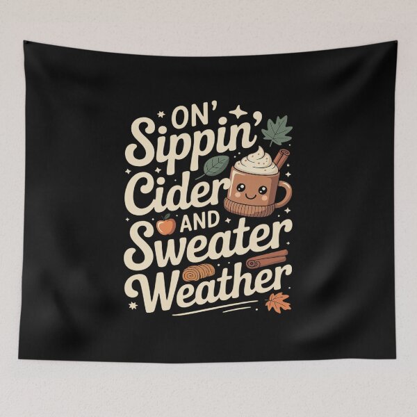 Item preview, Sippin’ on Cider and Sweater Weather Fall Vibes Autumn Drink designed and sold by JaskconLIfe23.