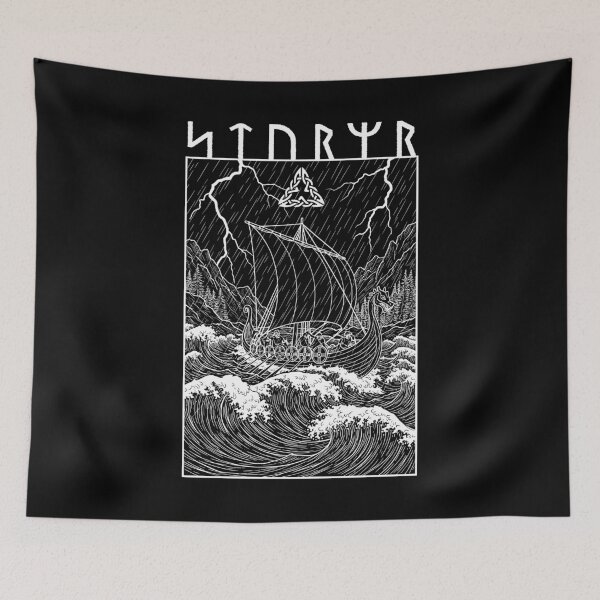 Item preview, Viking Warrior Ship Storm Old Norse Mythology Runes Graphic designed and sold by GrandeDuc.