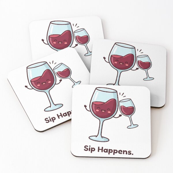 Item preview, Funny Sip Happens Wine Glasses Cartoon Cheers designed and sold by k3rstman1.