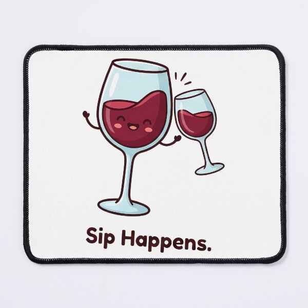 Item preview, Funny Sip Happens Wine Glasses Cartoon Cheers designed and sold by k3rstman1.