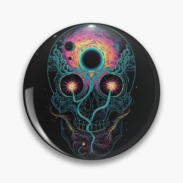 Item preview, Cosmic Black Hole Skull - Psychedelic Neon Galaxy Art designed and sold by TitanRN.