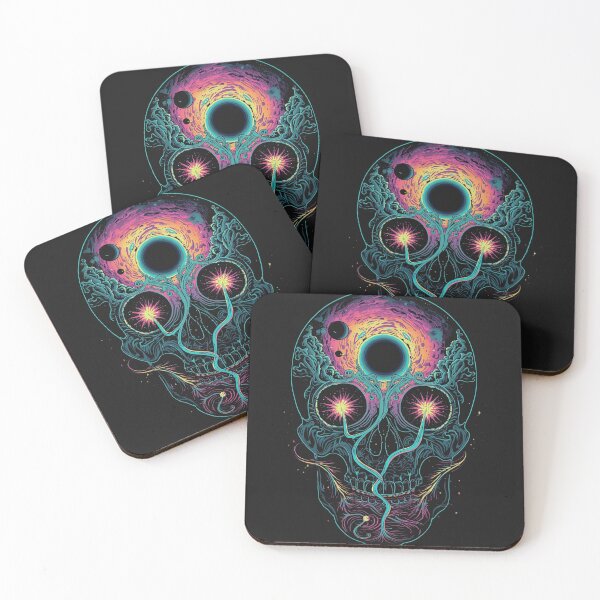 Item preview, Cosmic Black Hole Skull - Psychedelic Neon Galaxy Art designed and sold by TitanRN.
