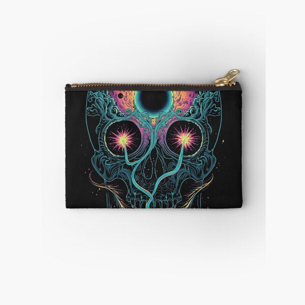 Item preview, Cosmic Black Hole Skull - Psychedelic Neon Galaxy Art designed and sold by TitanRN.