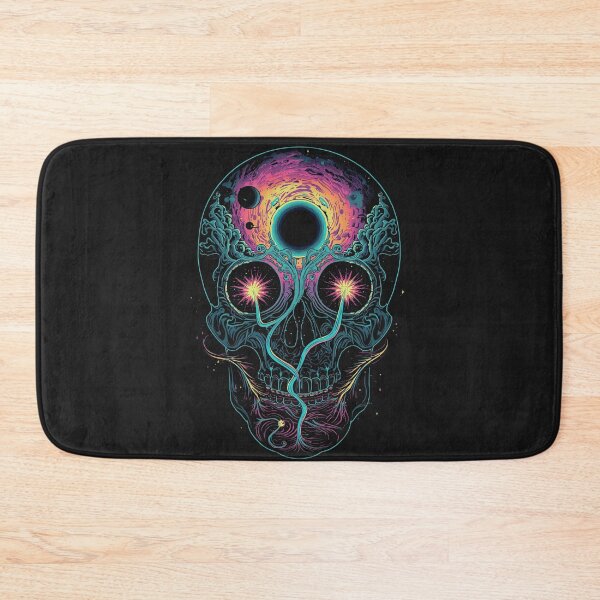 Item preview, Cosmic Black Hole Skull - Psychedelic Neon Galaxy Art designed and sold by TitanRN.