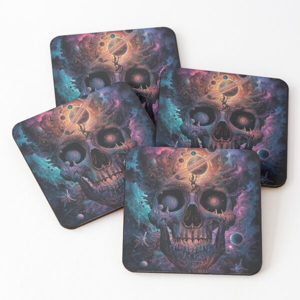 Item preview, Cosmic Skull Nebula Psychedelic Art - Surreal Space Galaxy with Planets and Brain designed and sold by TitanRN.