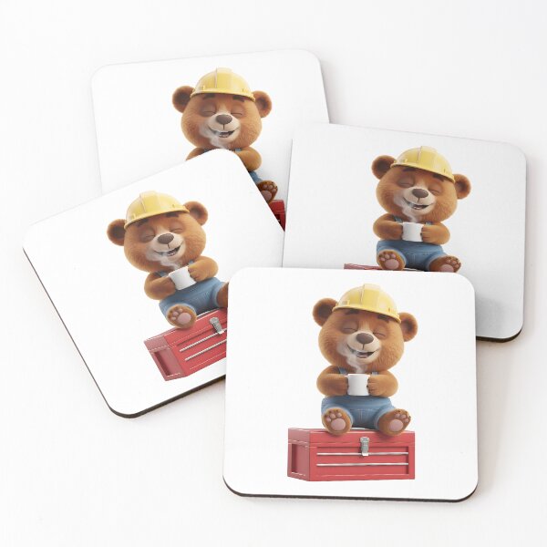 Item preview, Construction Bear Coffee Break On Red Toolbox designed and sold by vk09.