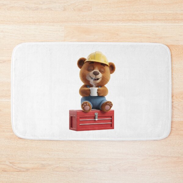 Item preview, Construction Bear Coffee Break On Red Toolbox designed and sold by vk09.