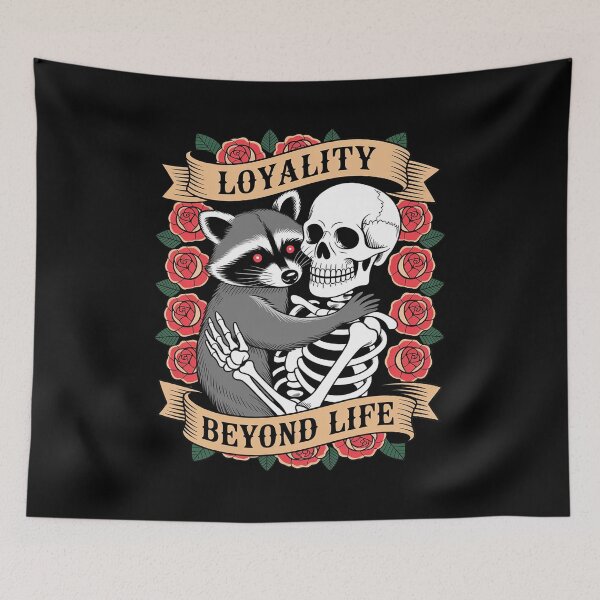 Item preview, Skeleton and Raccoon Loyalty Beyond Life Tattoo designed and sold by NetoGalaxy.