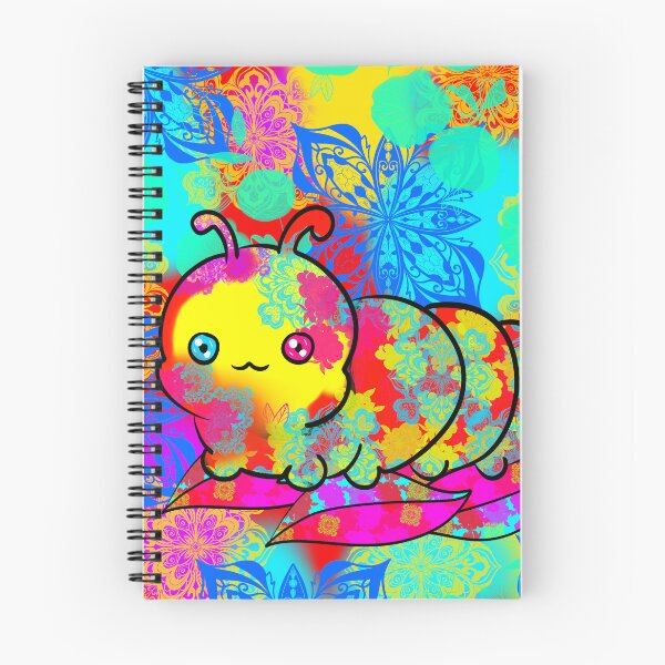 Item preview, Kawaii Rainbow Caterpillar – Ultra Colorful Psychedelic Floral Illustration designed and sold by Herami.