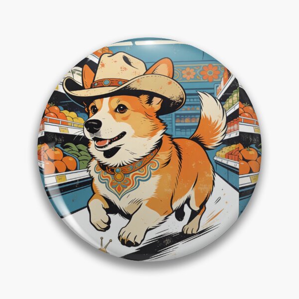 Item preview, Psychedelic Pop Art Corgi Cowboy Grocer Sticker | Funny Retro Dog & Snail Art designed and sold by Cherrydora.