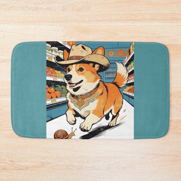 Item preview, Psychedelic Pop Art Corgi Cowboy Grocer Sticker | Funny Retro Dog & Snail Art designed and sold by Cherrydora.